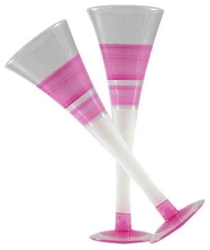 Retro Stripe Pink Hollow Flute Glasses, Set of 2
