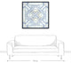 Blue and White Watercolor Tile 36x36 Black Floating Framed Canvas