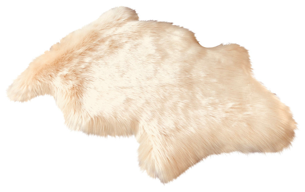 Super Soft Faux Sheepskin Silky Shag Rug, Cream, 2'x3'