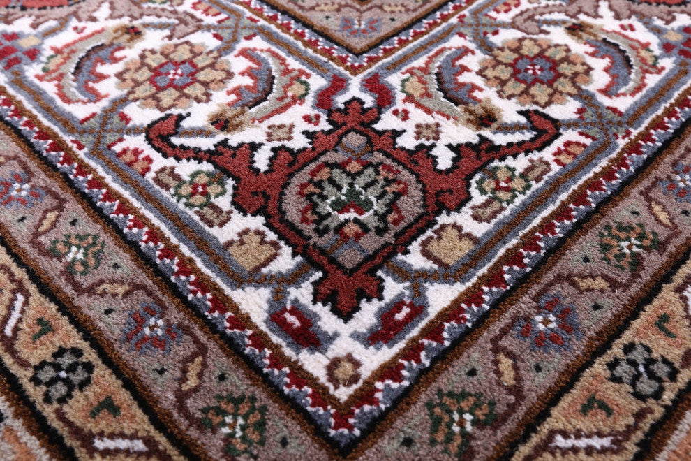 8' 2" X 10' 4" Persian Tabriz Wool and Silk Handmade Rug Q8903