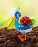 Blue Metal Pelican Planter Hand Painted Flower Pot Garden Decor