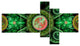 Green Psychedelic Relaxing Art, Abstract Canvas Art Print, 60"x32", 5 panels