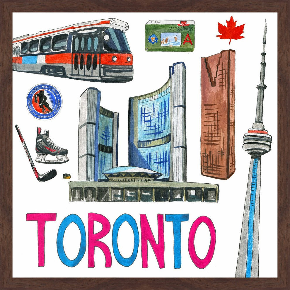 "Toronto Entertainment" Framed Painting Print , 18x18