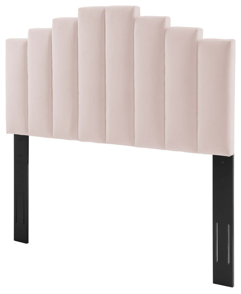 Platform Bed Frame, Full Size, Velvet, Pink, Modern Contemporary, Bedroom Master