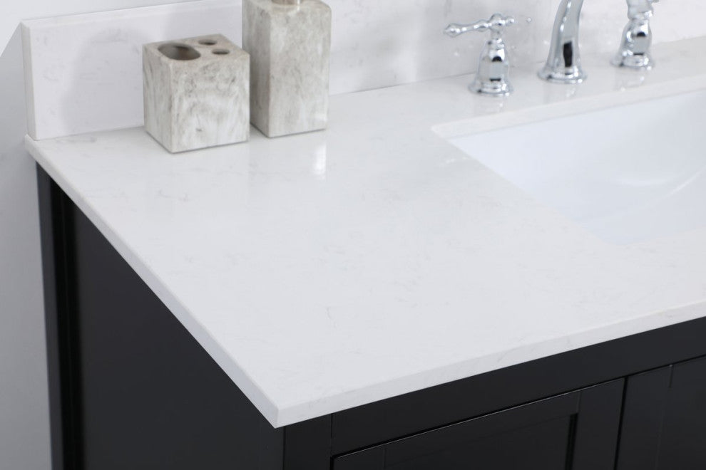 Tobias 48" Single Bathroom Vanity, Black With Backsplash