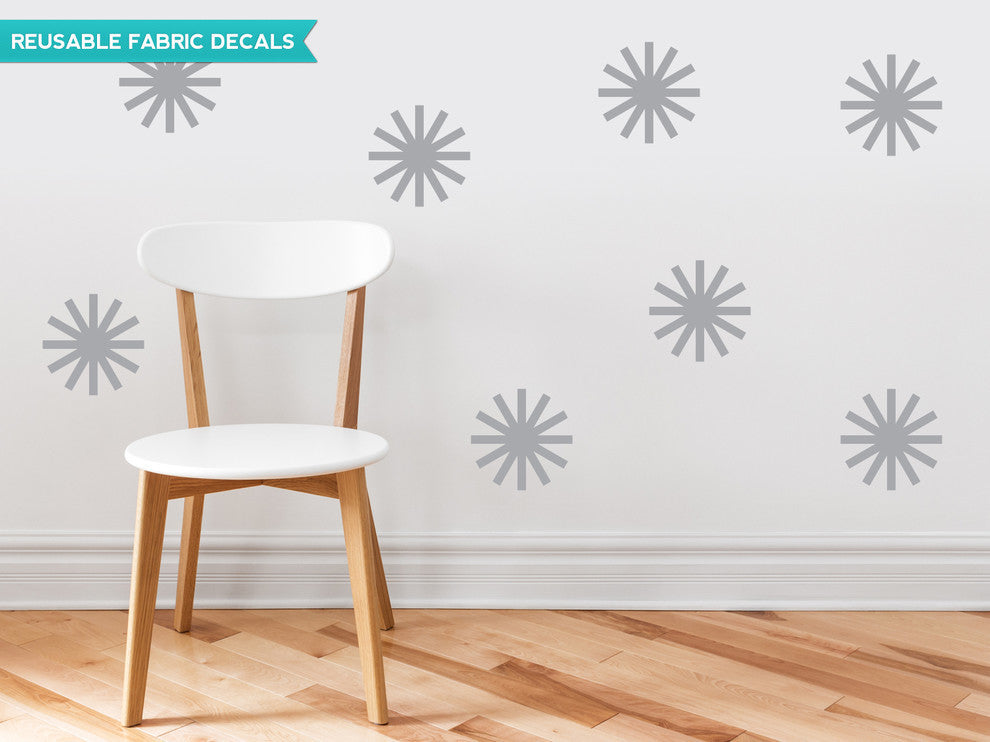 Starburst Fabric Wall Decals, Set of 8, Grey
