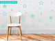 Stars Fabric Wall Decals, Set of 52 Stars in Various Sizes, Aqua
