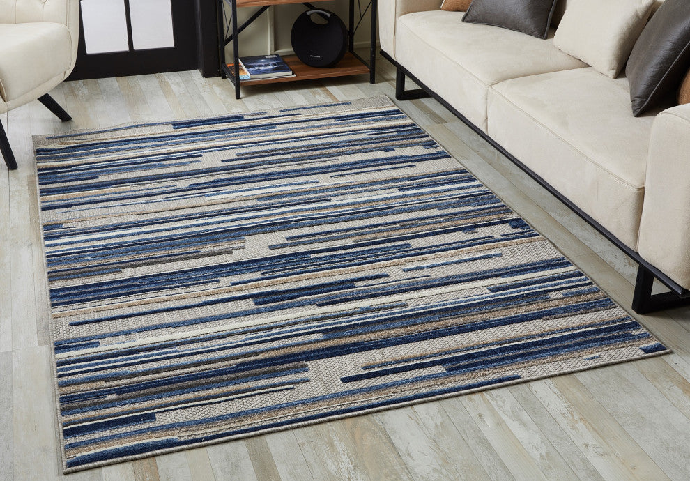 Calla Denni Indoor/Outdoor Rug, Blue, 5'3 X 7'