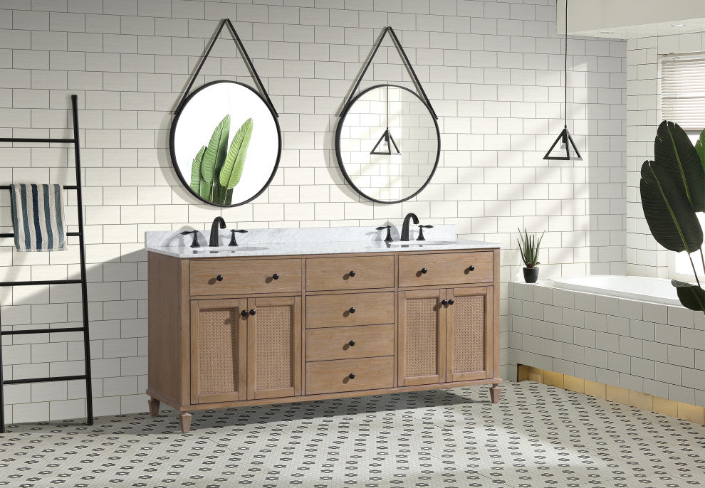 Ari Kitchen and Bath Annie 72" Double Bath Vanity Weathered Fir