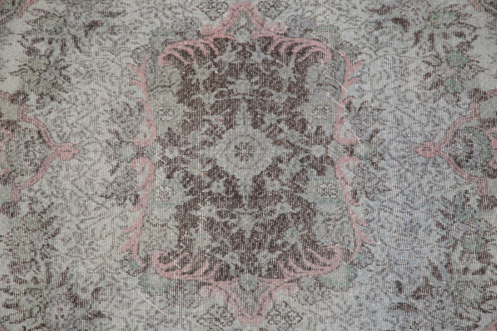 Consigned, Antique Traditional Handmade Turkish Overdyed Area Rug, Gray, 6x10