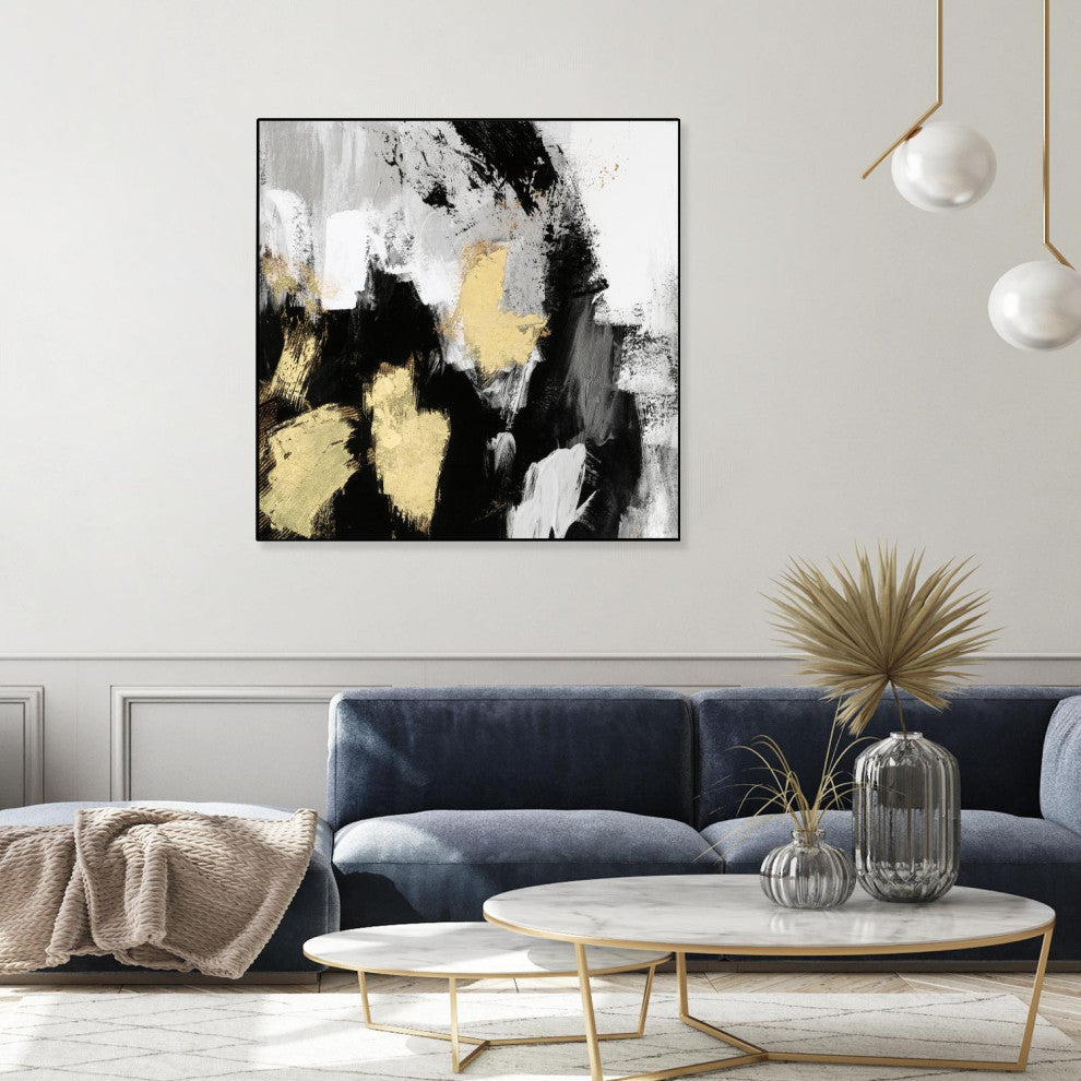 "Neutral Gold Collage I" Framed Canvas by Giant Art 30"x30"