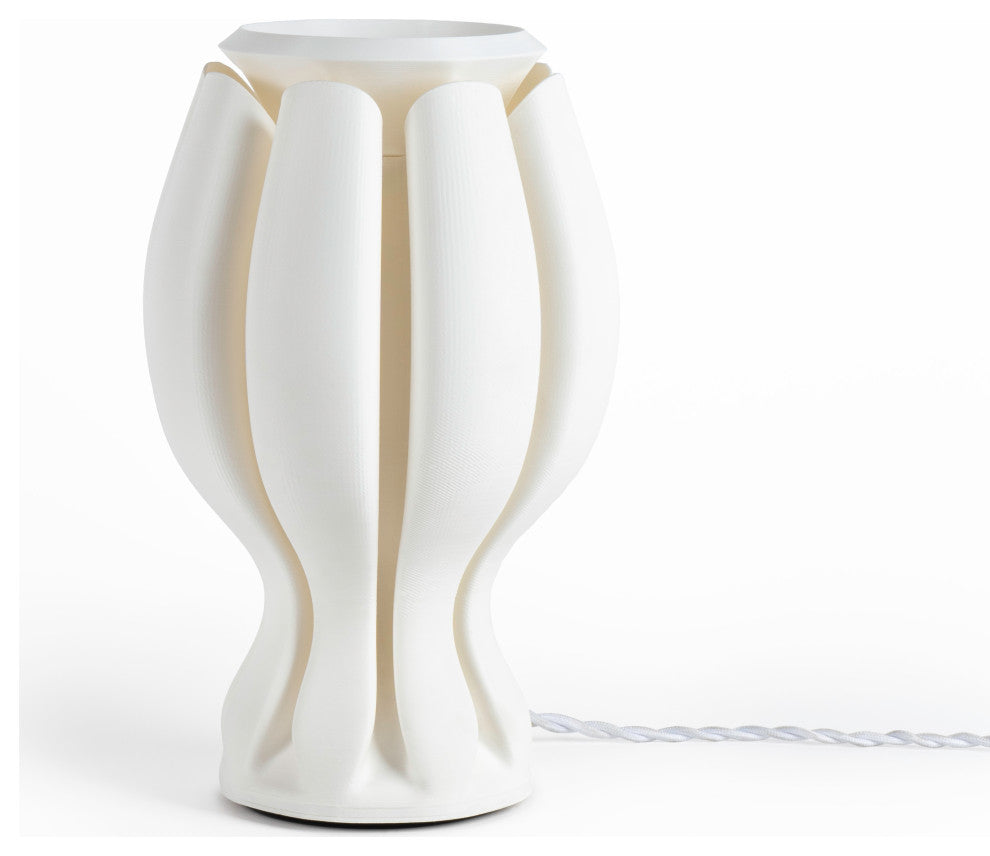 Flower 13" Tropical Plant-Based PLA Dimmable LED Table Lamp, White