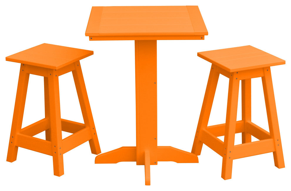 Poly Lumber Bistro Set, Orange, Square