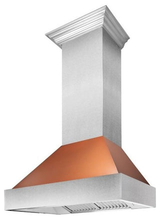 Ducted DuraSnow Stainless Steel Range Hood with Copper Shell