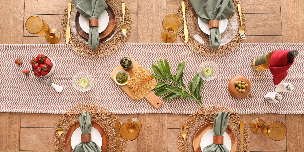 Cinnamon Chevron Handloom Table Runner 15x72