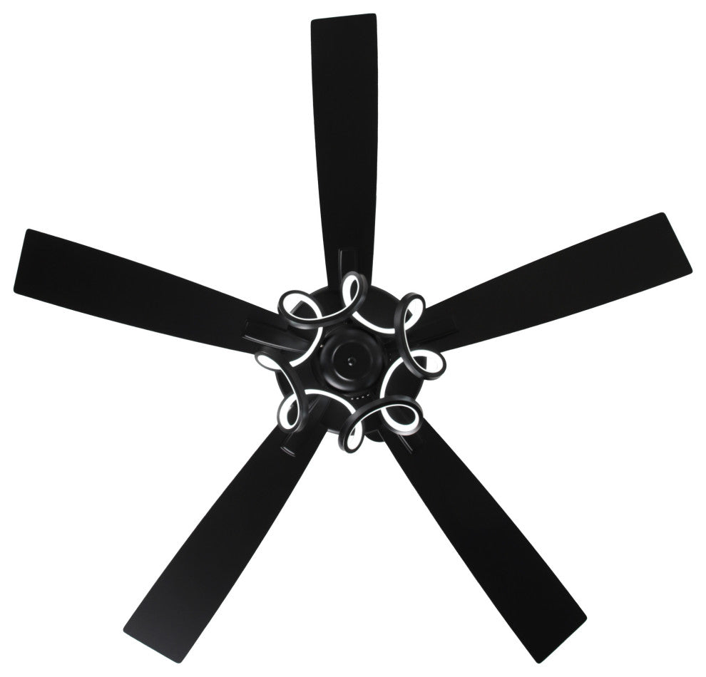 52 in. Black LED Ceiling Fan with Remote Control