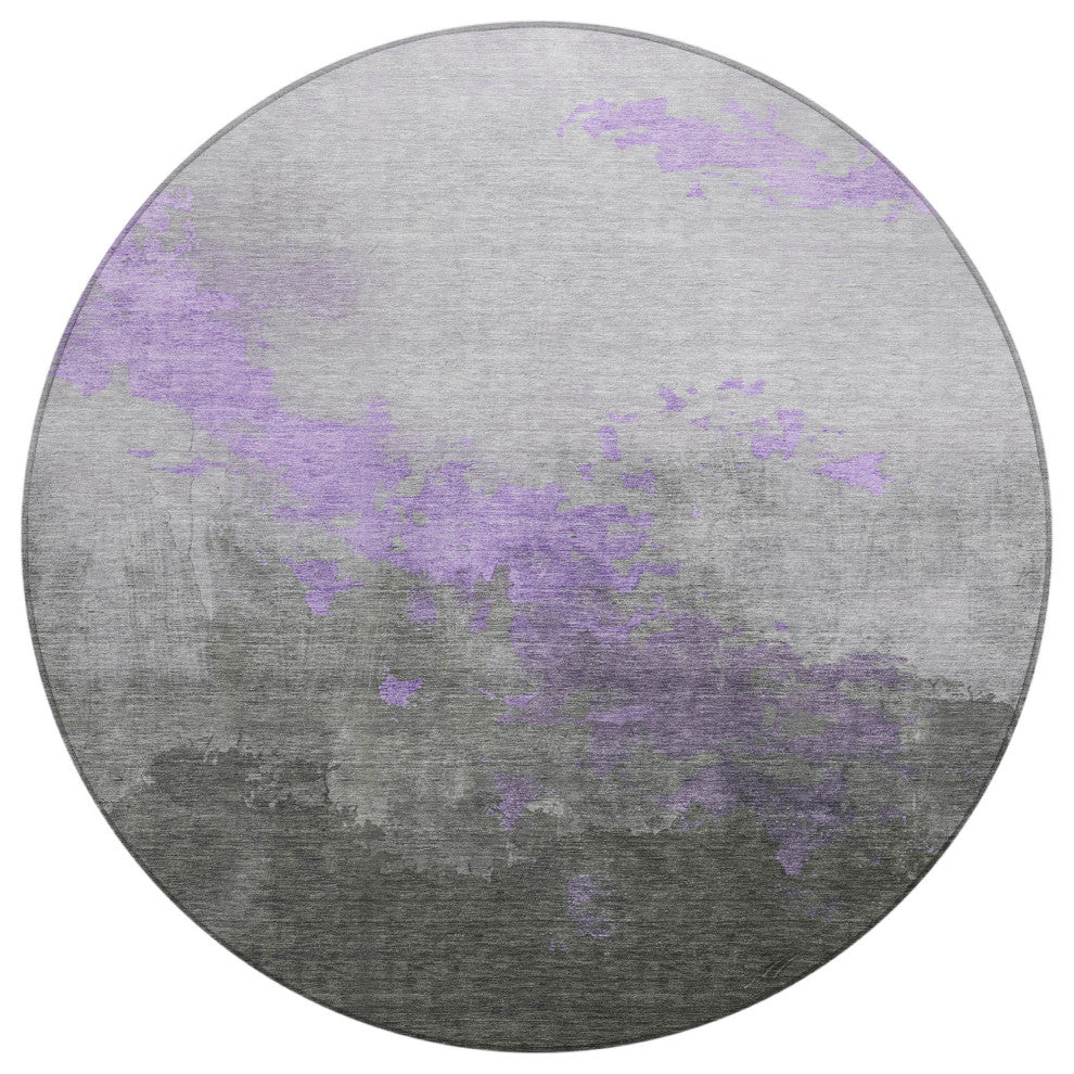 Machine Washable Indoor/Outdoor Chantille ACN1881 Violet 8' x 8' Round Rug