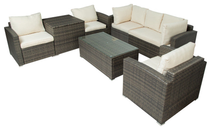 7 Piece Patio Furniture Set Outdoor Wicker Sofa Suite