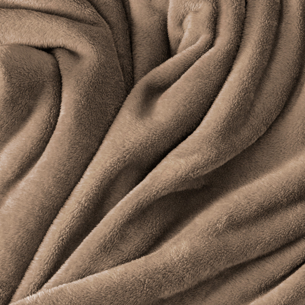 Bare Home Microplush Fleece Blanket, Taupe, King