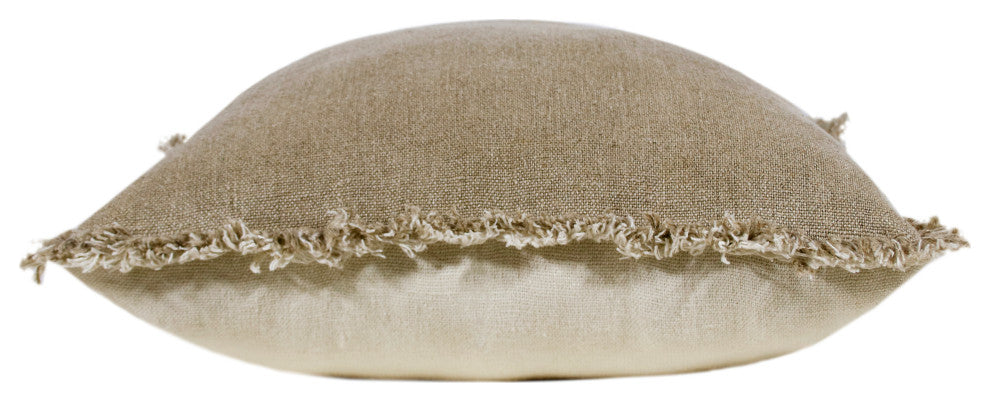 Estate Hand-Woven Ivory Farmhouse Linen Throw Pillow