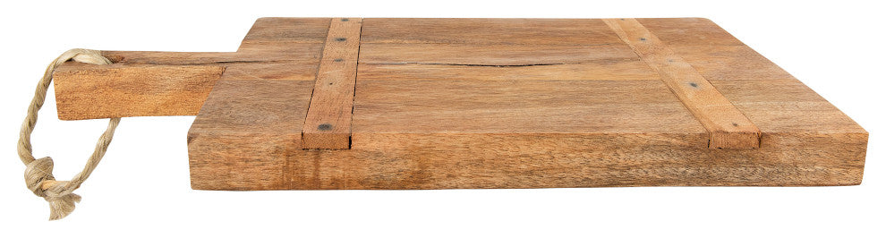 Mango Wood Cheese Board, Rope on Handle, Natural