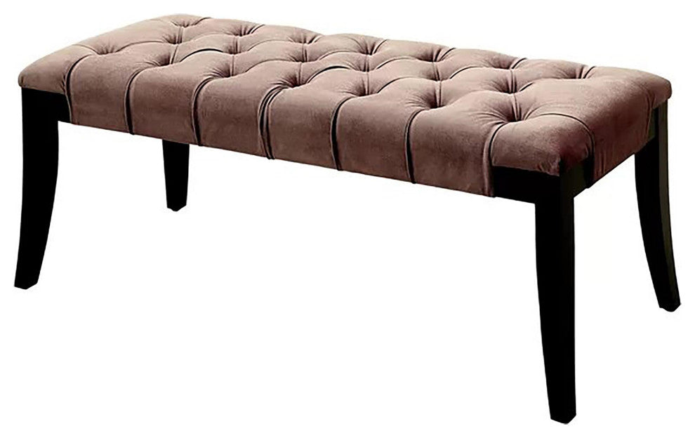 Furniture of America Dianne Contemporary Fabric Tufted Bench in Brown