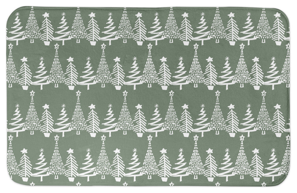 Sage Christmas Tree Pattern 21x34 Bath Mat