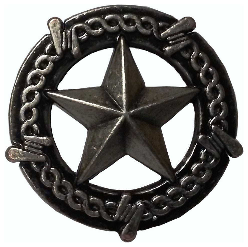 Star With Barbed Wire Knob, Pewter