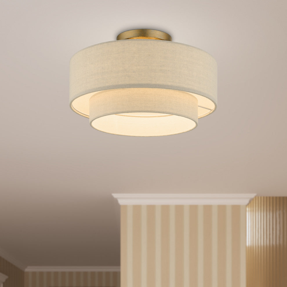 Bellingham 3-Light Antique Gold Leaf Large Semi-Flush