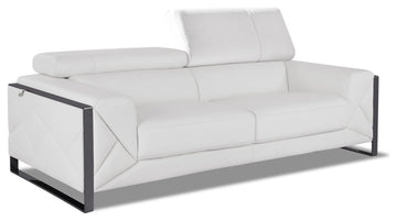Trento Genuine Italian Leather Modern Sofa White
