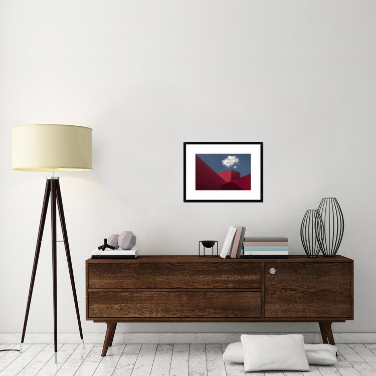 "Red Shapes" Framed Digital Print by Hugo Borges, 26"x20"