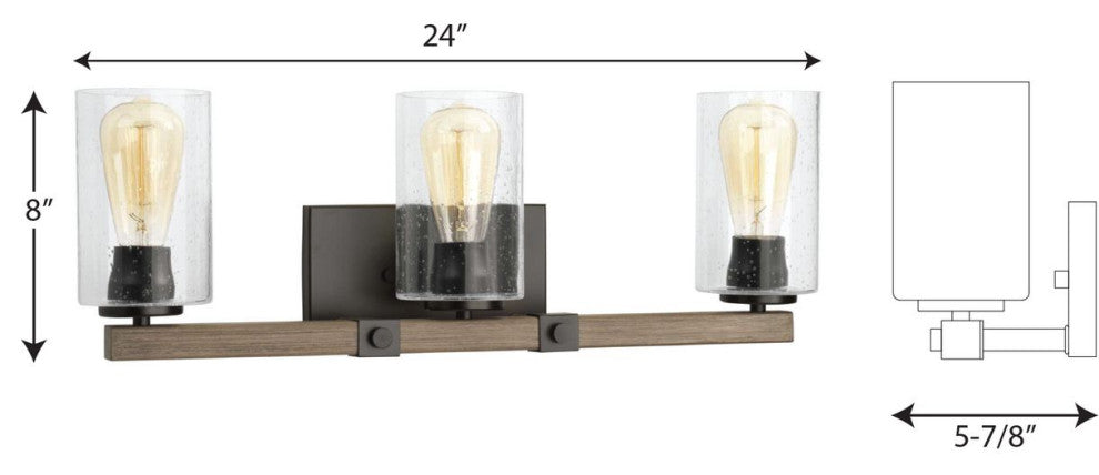 Barnes Mill Collection 3-Light Bath and Vanity, Antique Bronze