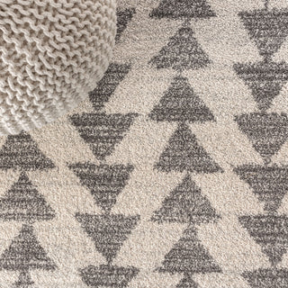 Aisha Moroccan Triangle Geometric Area Rug, Cream/Gray, 3 X 5