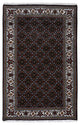Black Hand Knotted Wool and Silk Herati 175 KPSI Oriental Rug, 3'0"x5'1"