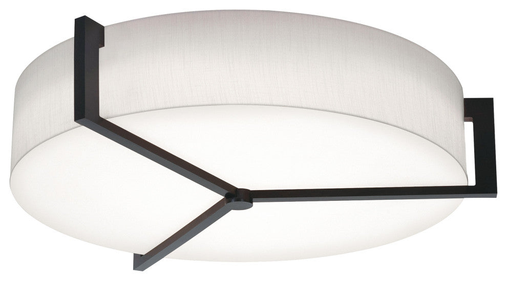 Apex 27" Medium Base Flush Mount, Espresso Finish, Linen White Shade