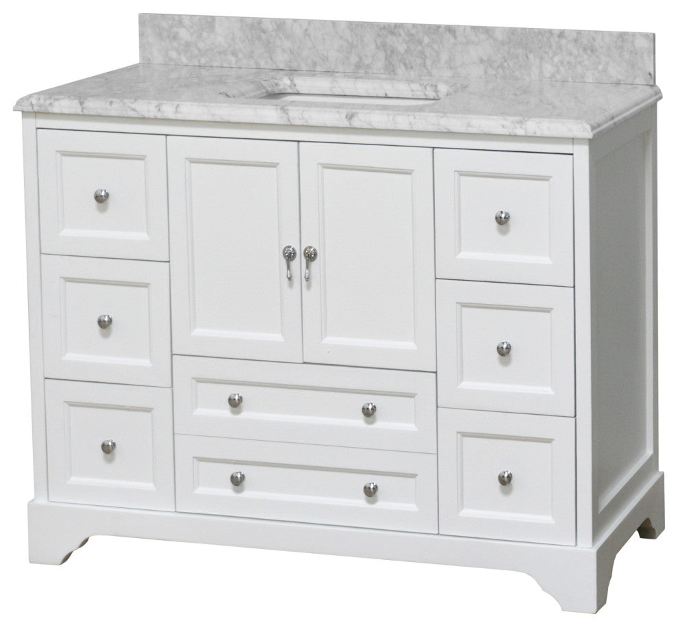 Madison 48" Bathroom Vanity, White, Carrara Marble
