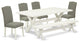 6-Piece Set, Dark Shitake Chairs, Bench and Top Table, Linen White