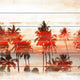 "Glowing Red Palms" Painting Print on White Wood, 24"x24"