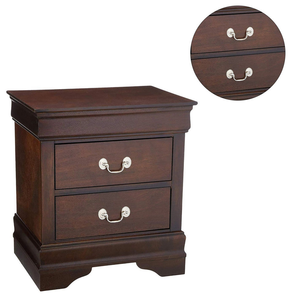 Wood Nightstand with 2 Drawers, Cappuccino