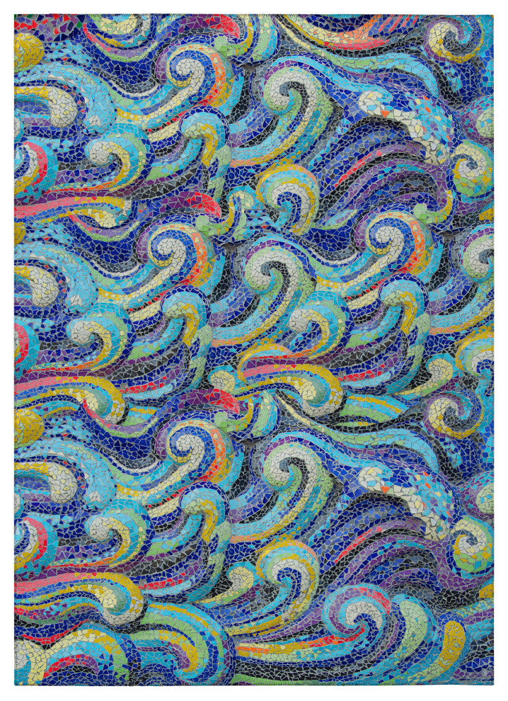 Indoor/Outdoor Seabreeze SZ14 Indigo Machine Washable 9' x 12' Rug