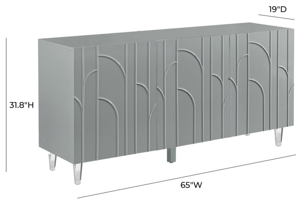 TOV Furniture Deco Grey Lacquer Buffet