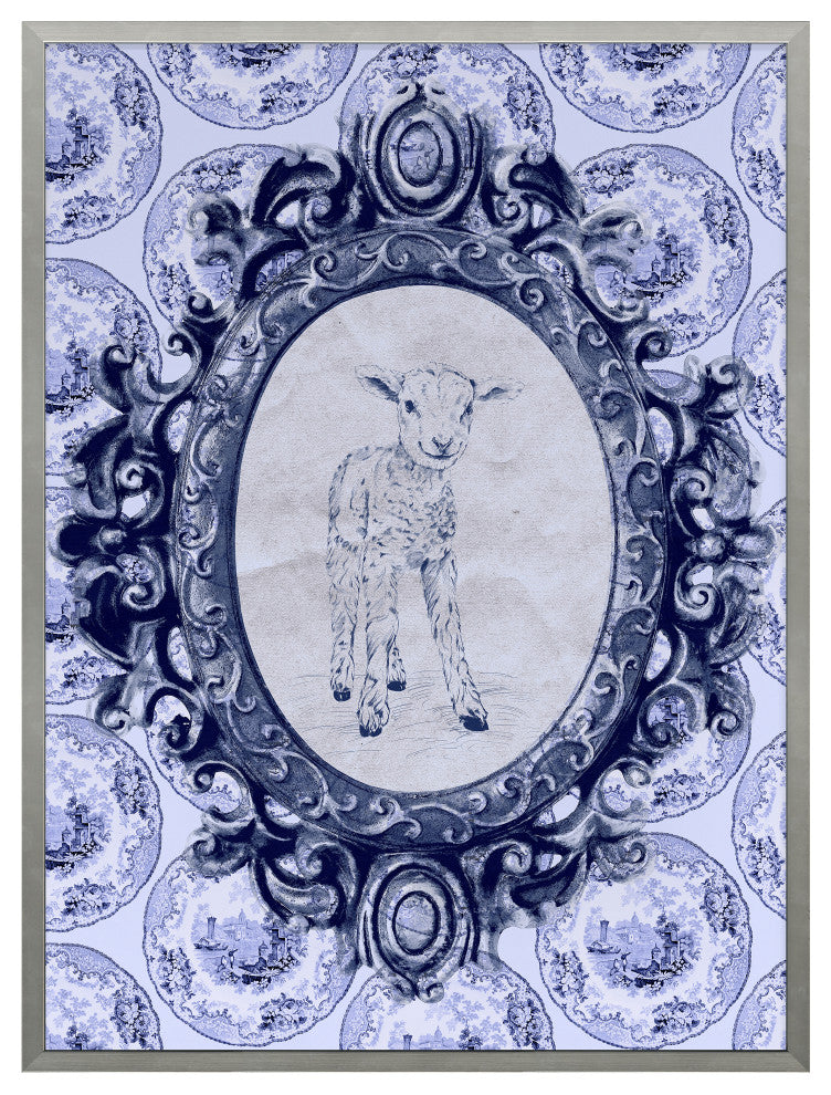 Toile Lamb Fine Art Print, Silver, 20"x15"