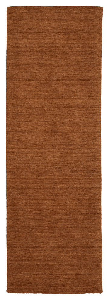 Apollo Heathered Solid Rust Hand-Made Wool Area Rug Runner 2'6" x 8'