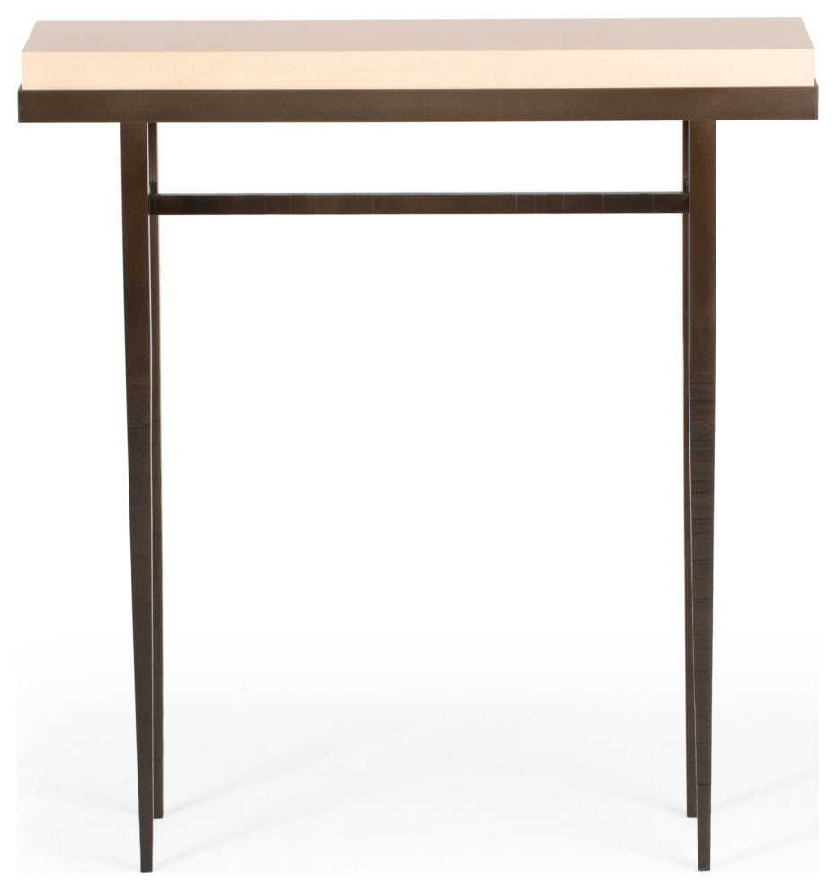 Wick 30" Console Table, Bronze Finish, Maple Natural Accents