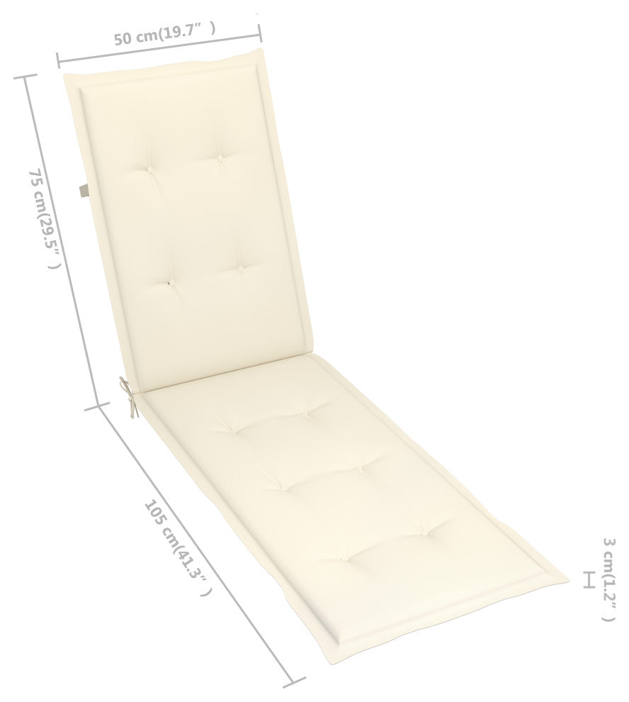 vidaXL Deckchair Lounge Chair with Footrest and Cushion Solid Acacia Wood
