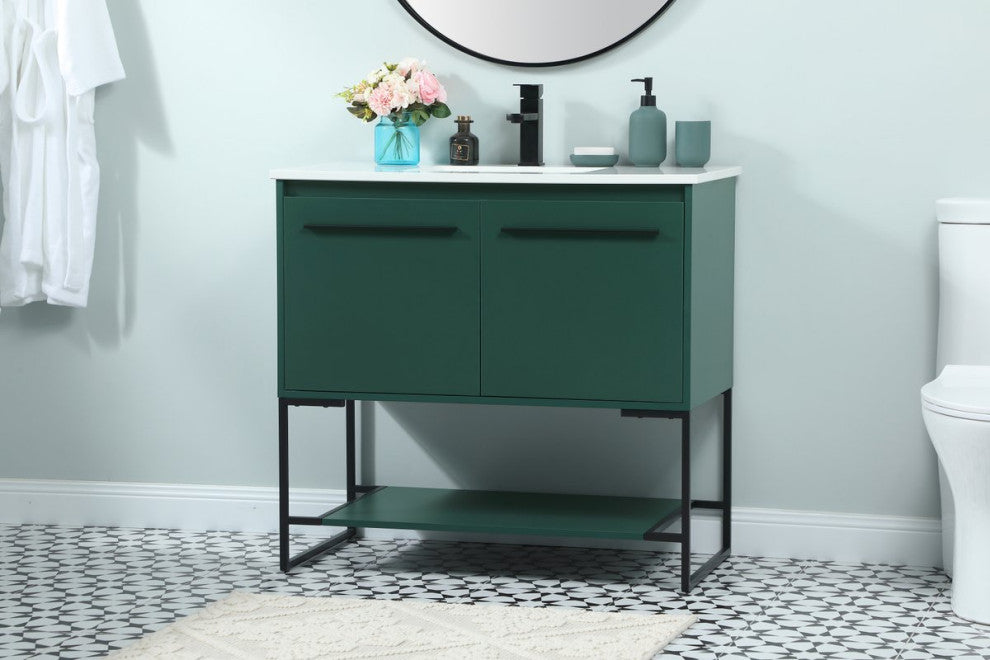 Sue 36" Single Bathroom Vanity, Green