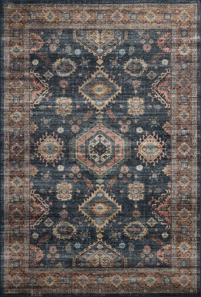 Loloi Washable Anniston Denim/Sunset Rug, 6'x9'