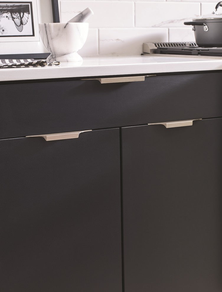 Extent 6-9/16" CTC Cabinet Edge Pull, Satin Nickel