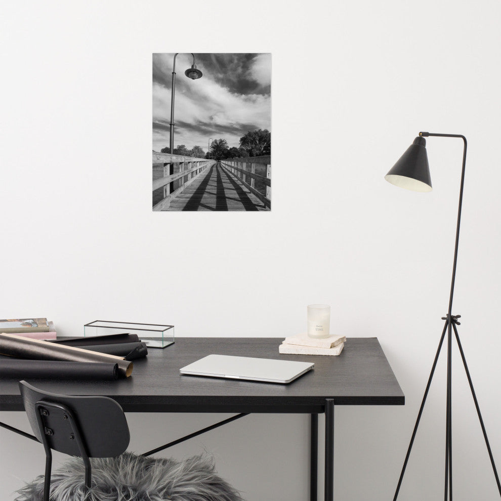 Follow the Lines Black & White Landscape Photo Unframed Wall Art Print, 18" X 24"