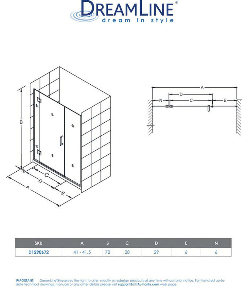 DreamLine Unidoor-X 41, 41.5" Shower Door, Oil Rubbed Bronze